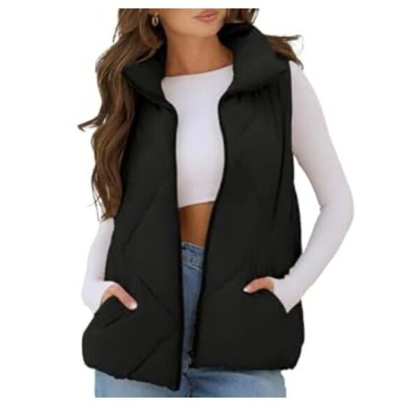 Merokeety black diamond quilted cropped vest M - Picture 1 of 11